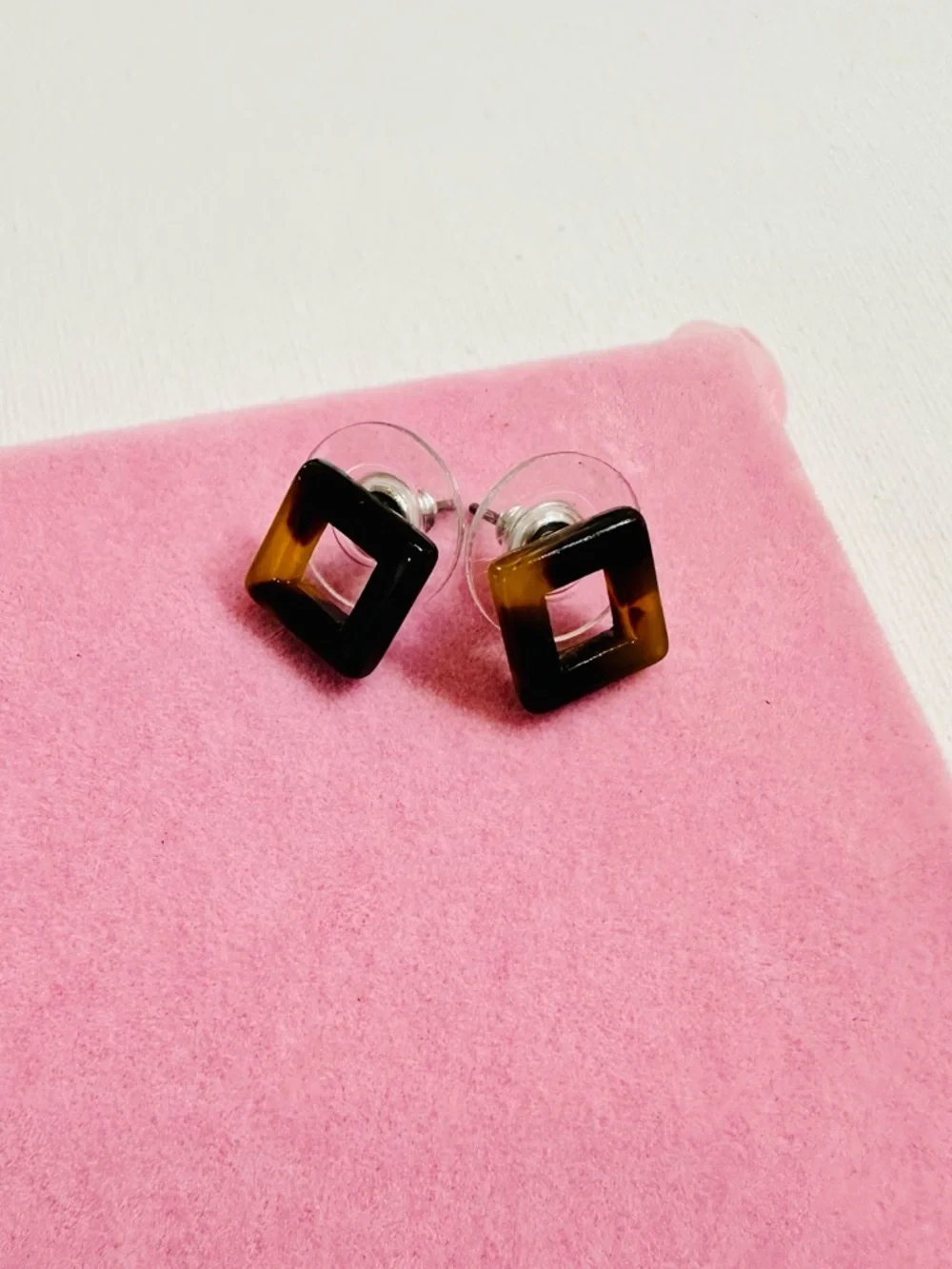 Tortoiseshell Square Cutout Stud Earrings